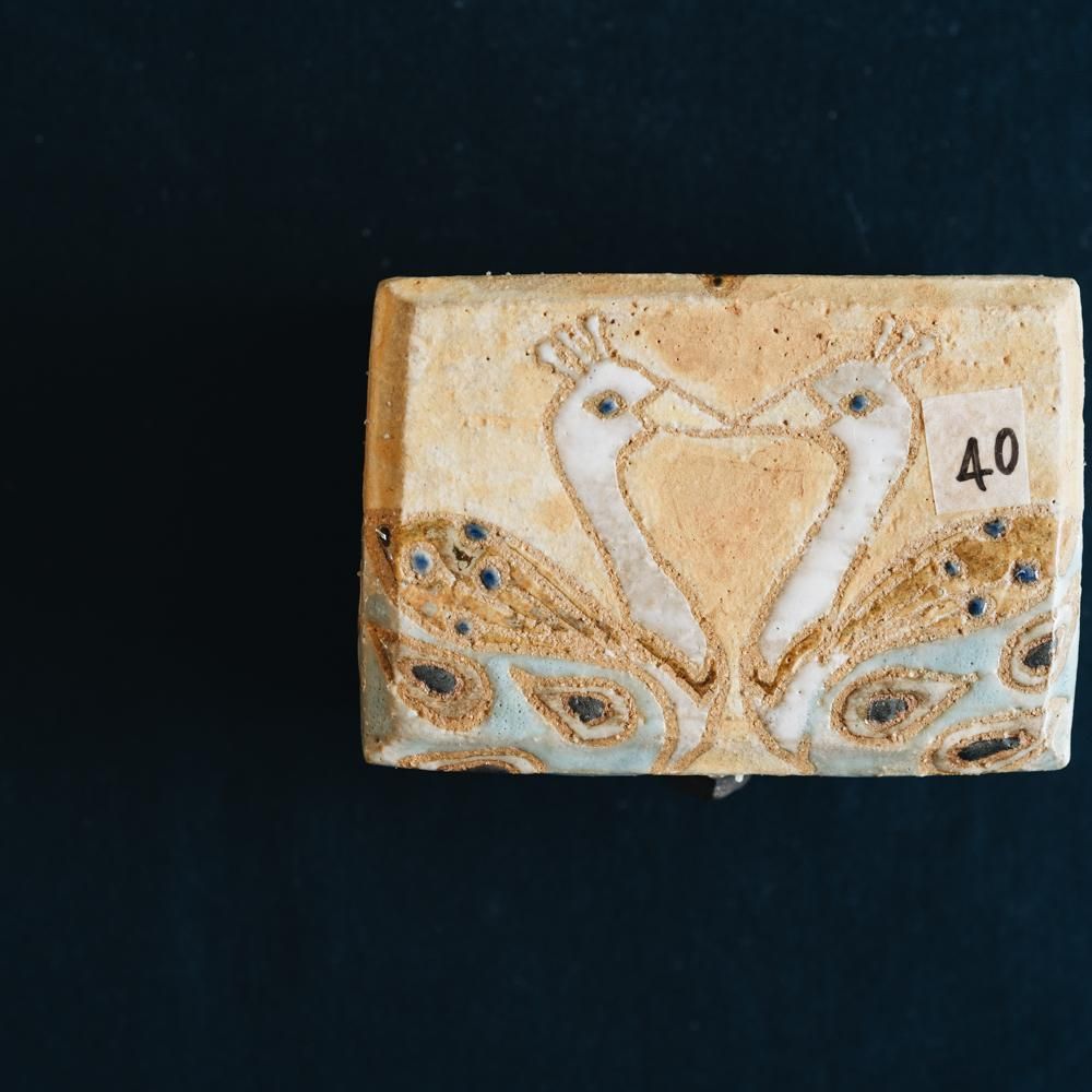 【2021年7月】  acnepotterystudio (猫の絵皿（白鳥の蓋物（中）)  (A40)