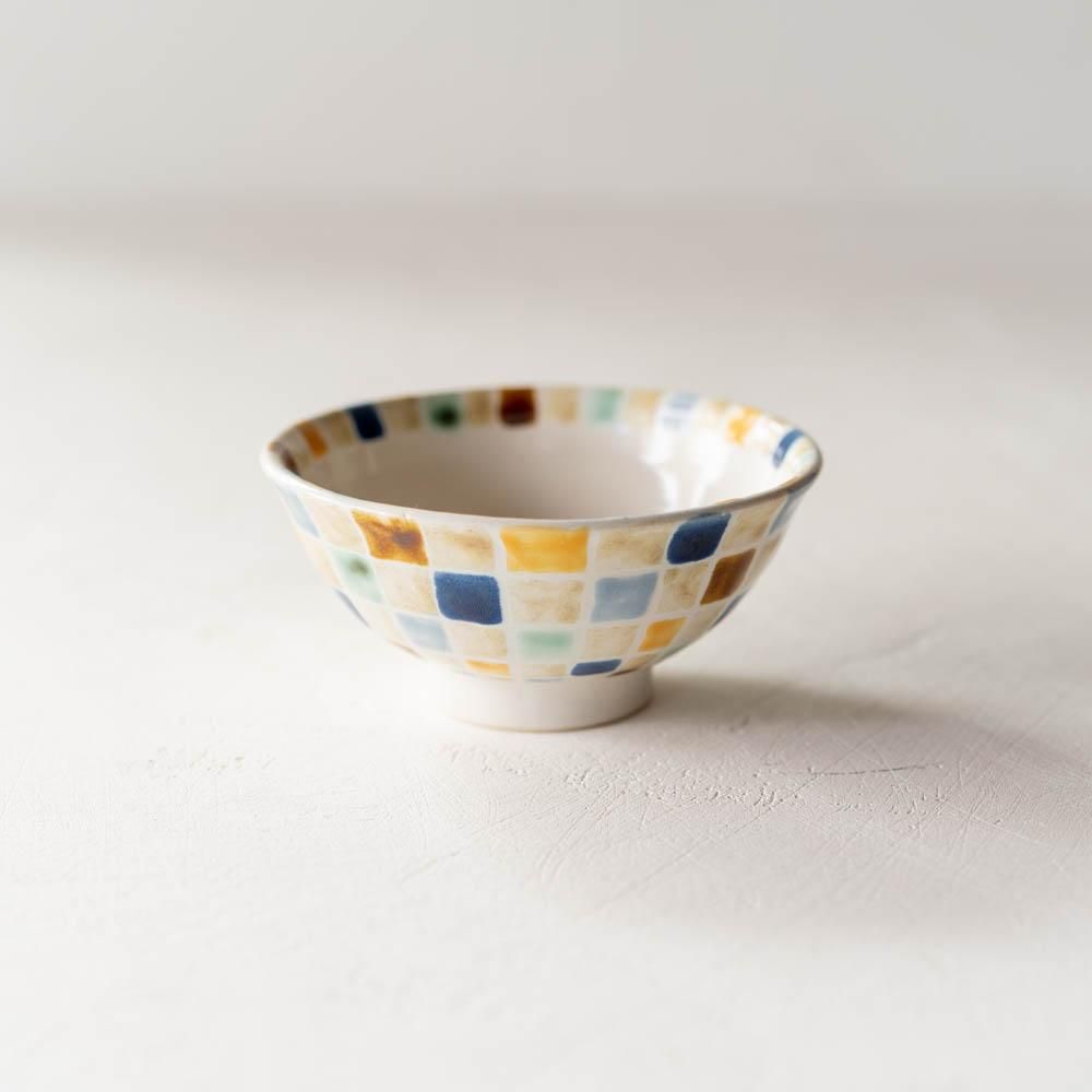 （2021年10月 web展）三浦愛子 カラフルスクエアご飯茶碗 み38