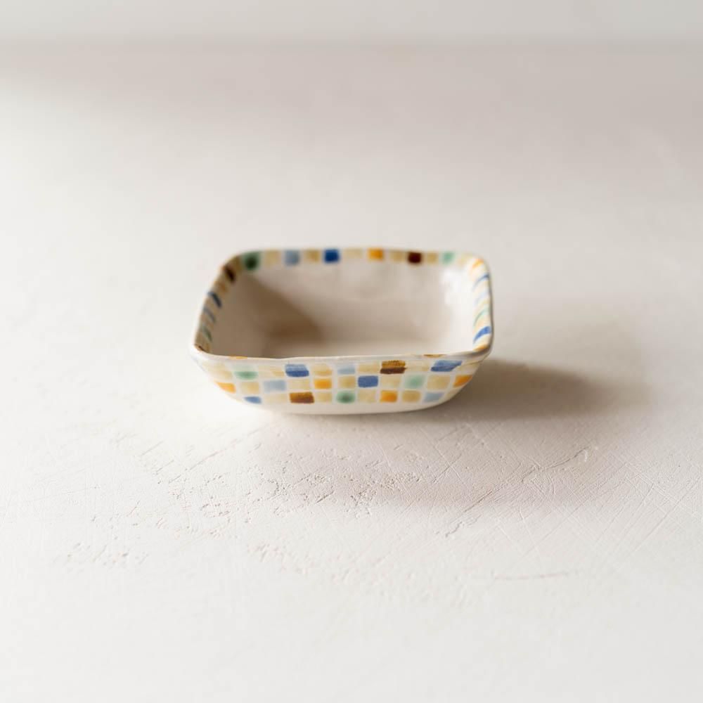 （2021年10月 web展）三浦愛子 カラフルスクエア四角小鉢 み42