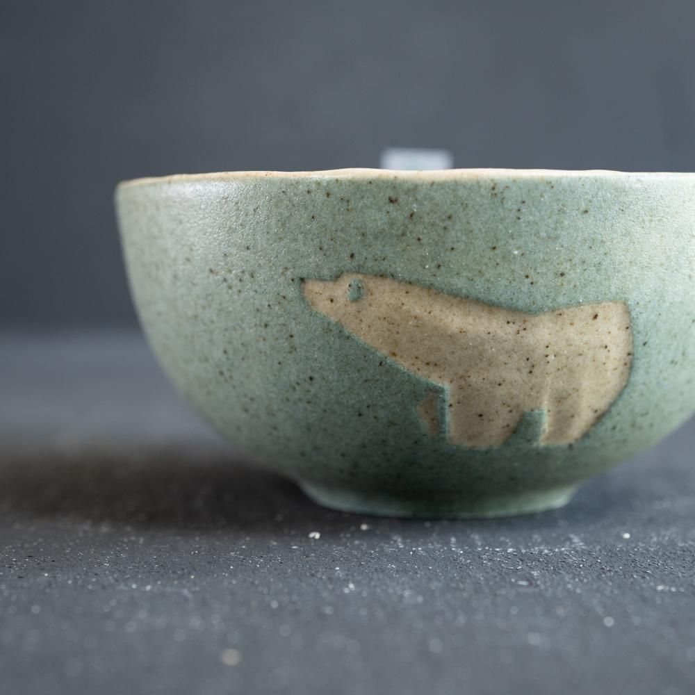 (2022年4月web展)   苔色工房　ボウル小凸　シロクマ　（こ19）