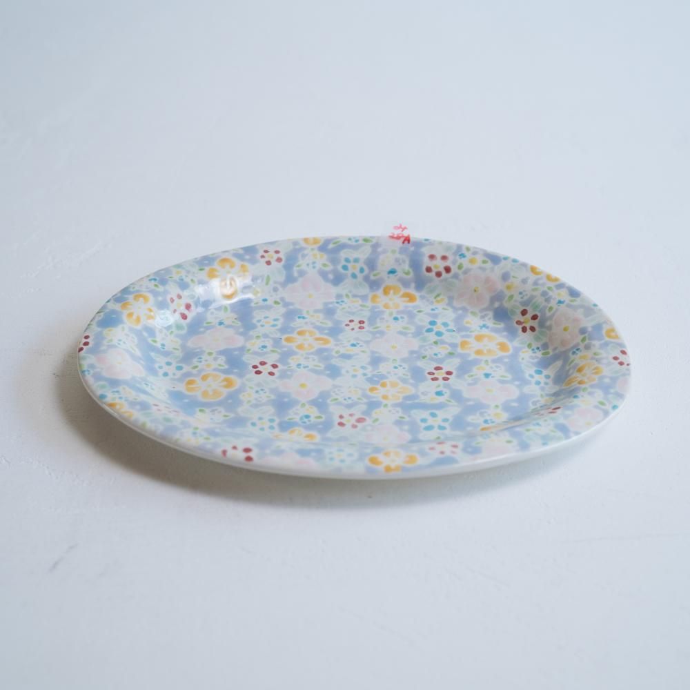 (2022年4月 web展)   三浦愛子   花模様楕円皿      み28A
