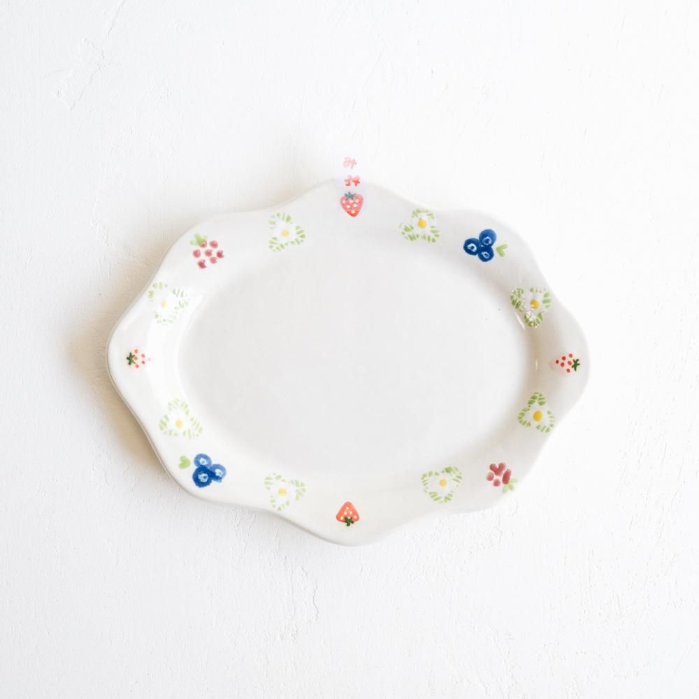 (2022年4月 web展)   三浦愛子   フリル楕円皿（ミックスベリー）　   み34