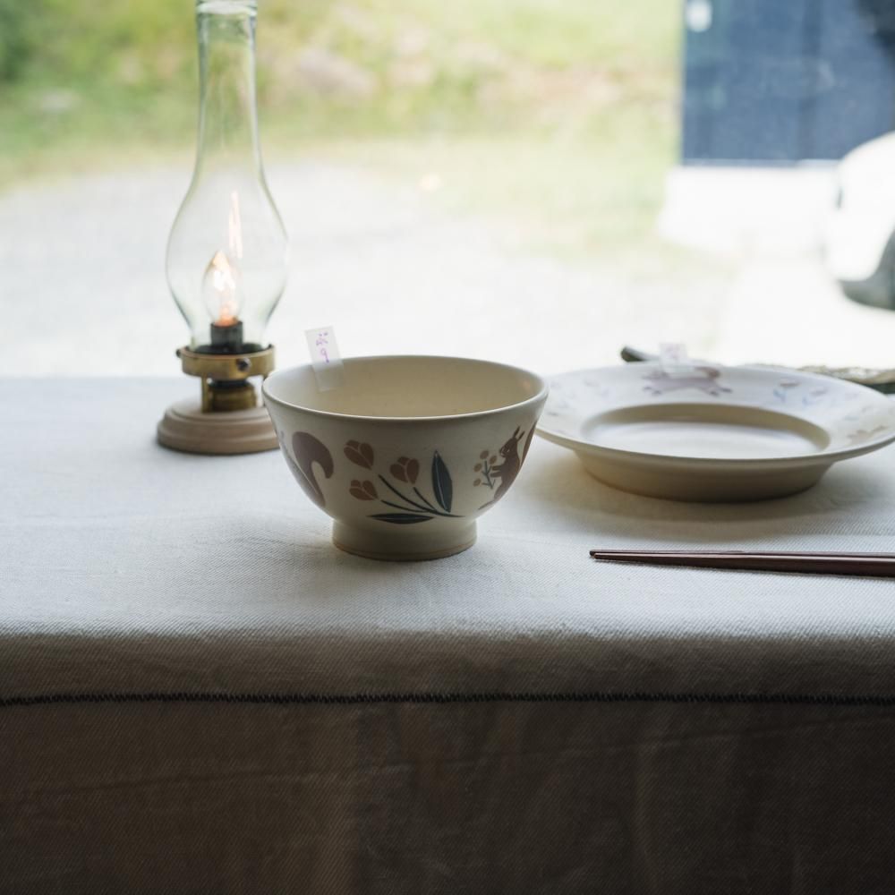(2022年10月) 文鳥舎   リスとチューリップのお茶碗（ぶ9）