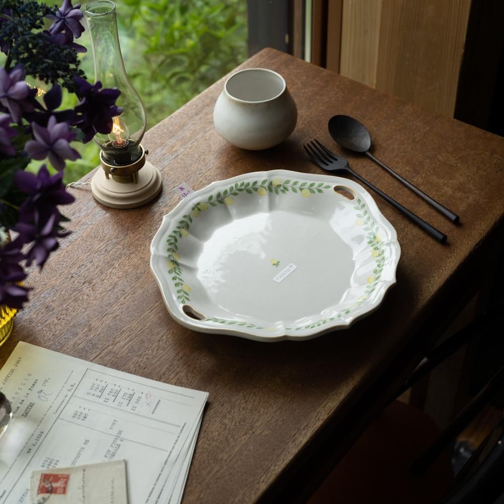 ※数量制限あり(2023年6月WEB個展)   阿部慎太朗 耳付き深皿7寸（檸檬）　あ33 1-7