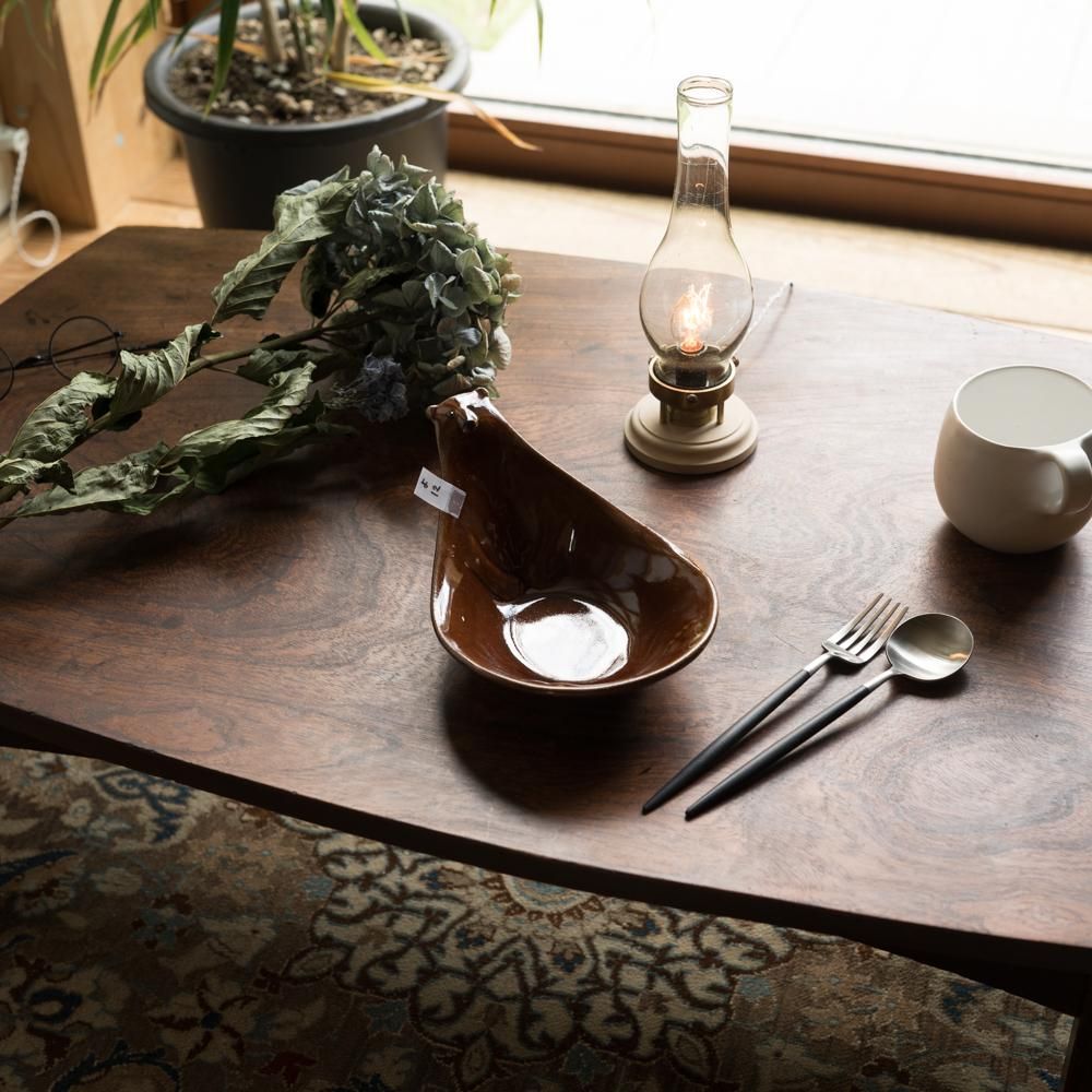 (2023年7月) よしざわ窯 茶色いくまのおしゃもじ皿 よ12