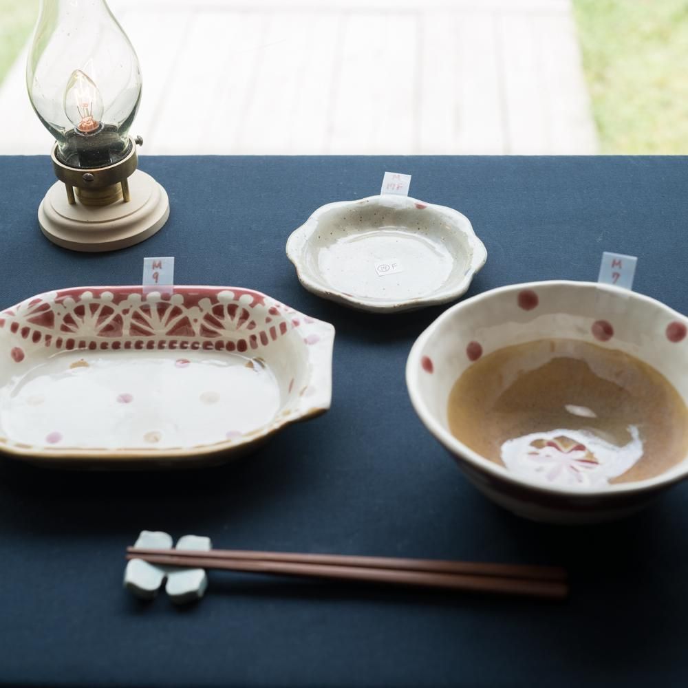 （2023年8月イロドリ陶器市）  三浦愛子   花豆皿　M17F