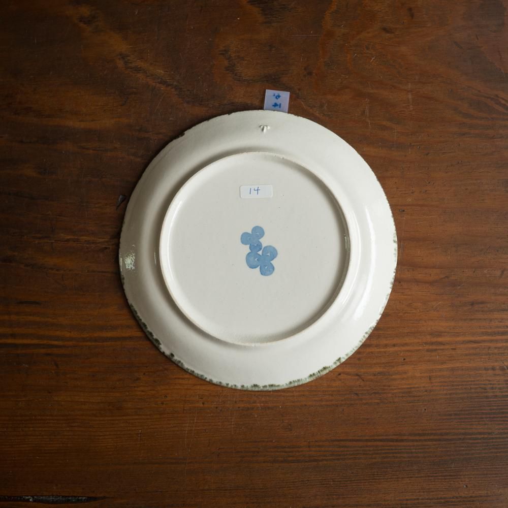（2023年9月イロドリ陶器市） かとうようこ φ18cm 丸皿（みつばアオ） か14