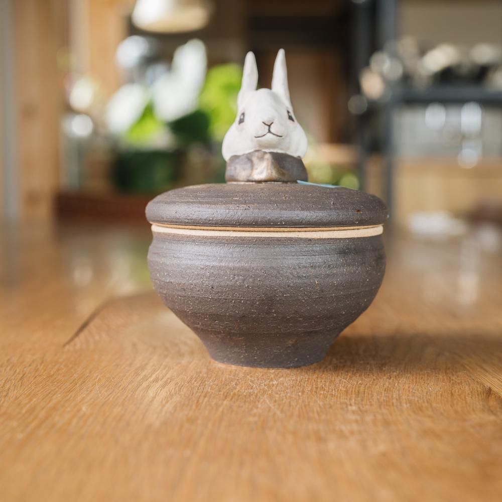 (2023年12月)  acnepotterystudio うさぎの頭のついた塩つぼ　A37