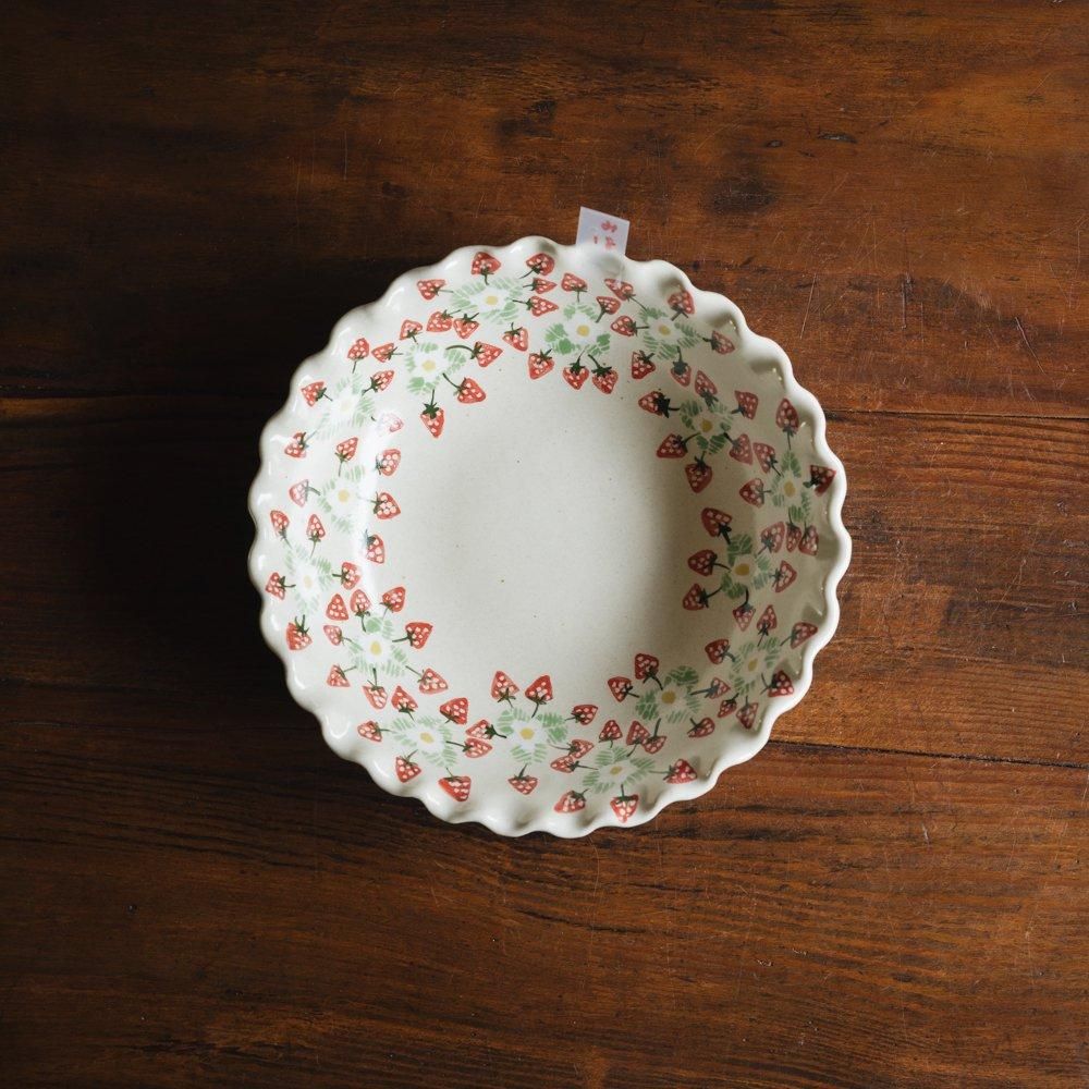 三浦愛子さん フリルといちご模様が可愛い大鉢 陶芸作家 大皿プレート陶器