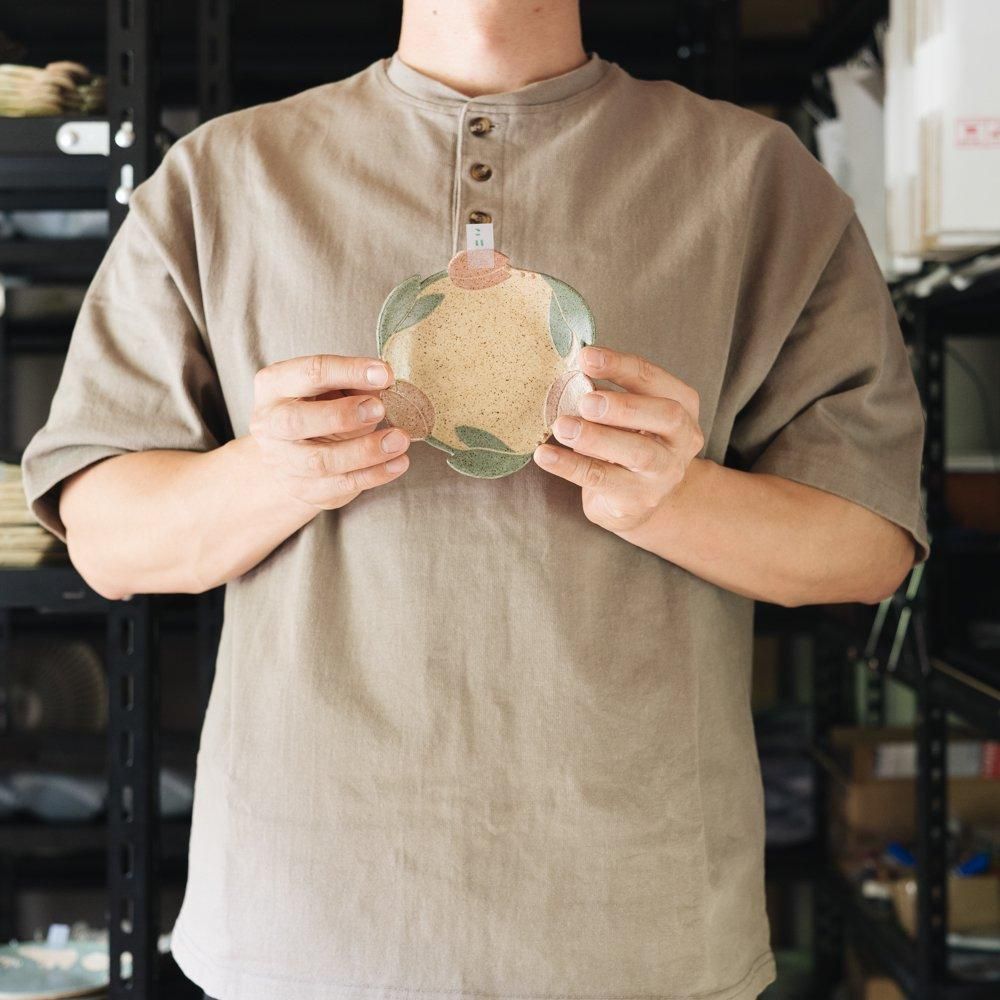 ※数量制限あり （2024年5月イロドリweb個展）  苔色工房　チューリップリースプレート／ミントグリーン・ピンク　こ11