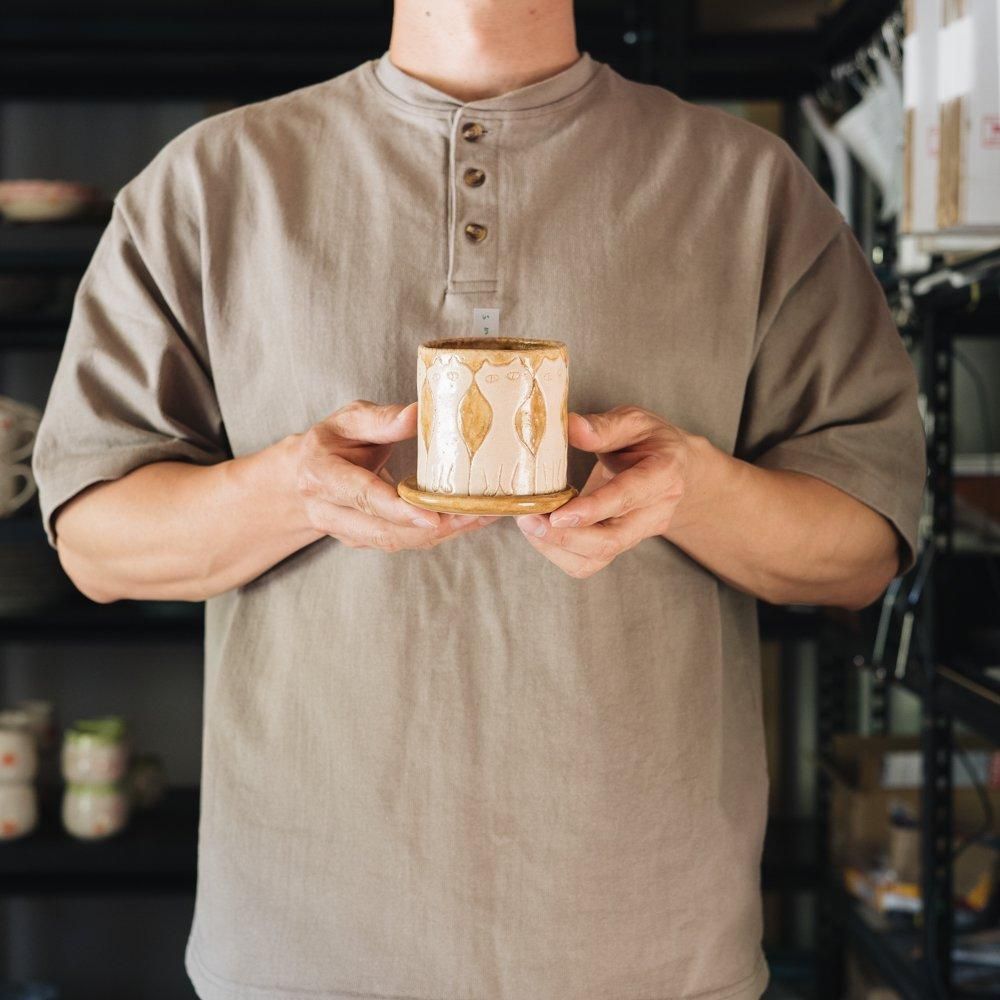 陶器オブジェ　作家物　分割陶箱➕丸い一輪挿し鈴音➕陶器お香立て　オマケ付き 陶器オブジェ 作家物 分割陶箱➕丸い一輪挿し鈴音➕陶器お香立て