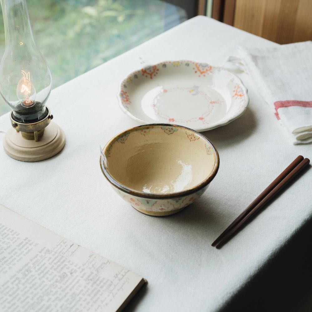 ※数量制限あり（2024年5月）増山文　【1点もの】ご飯茶碗中更紗花紫　（ま69）