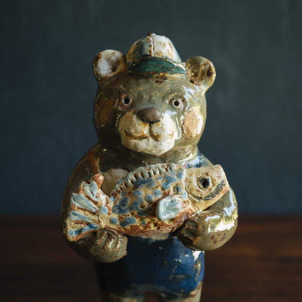 （2024年5月）濱比嘉詩子　陶人形　クマ魚とり　（は58）