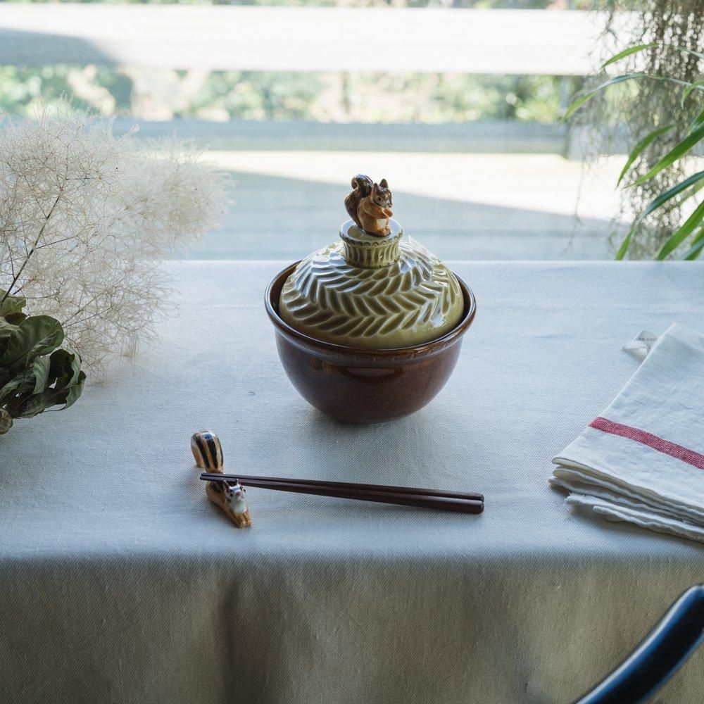 Sugar Poppo リスどんぶり 陶芸作家 Sugar Poppo リス切り株ボウル 小｜作家もののうつわ通販