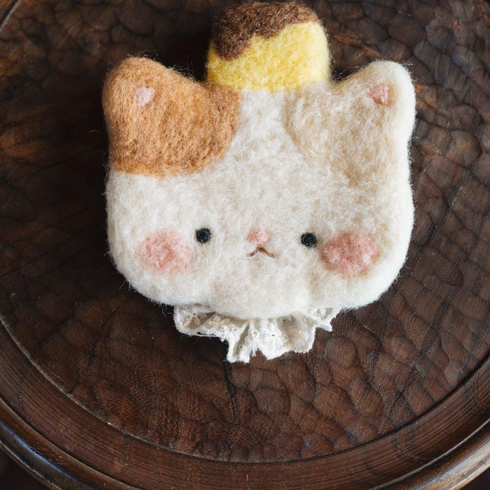 （2024年8月 ）【1点もの】くまぷりん　ねこのコースター　く3