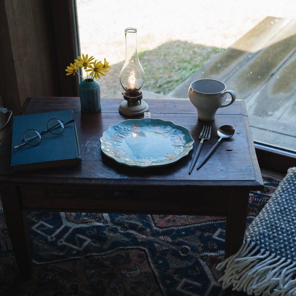 うつわとけし あおよ さん 作家もの 一点もの 大皿 金澤尚宜（あよお） / 26cm 青の釉景皿 うつわ 通販 陶芸