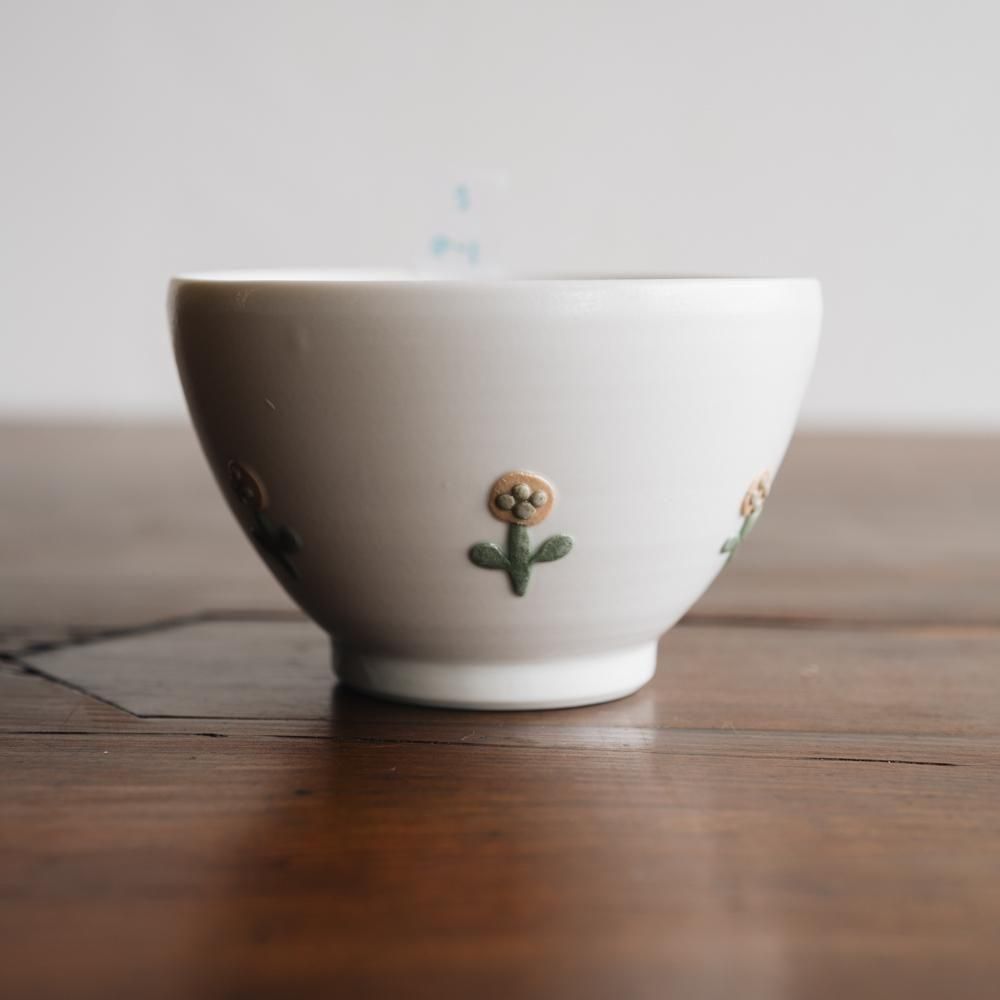 魚谷あきこ 花柄の円形陶器皿 魚谷あきこ 花柄の円形陶器皿