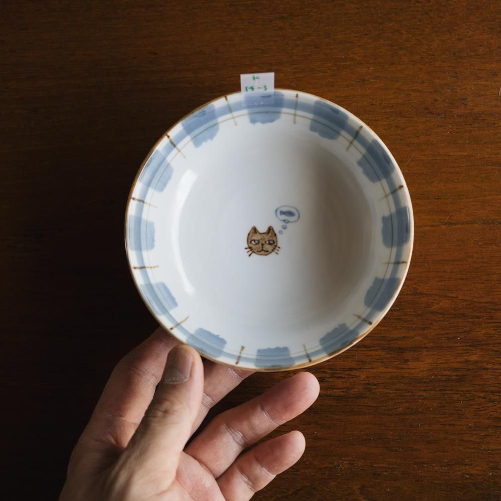 （2025年4月）香代　染付猫の気持ち茶碗　K14-3