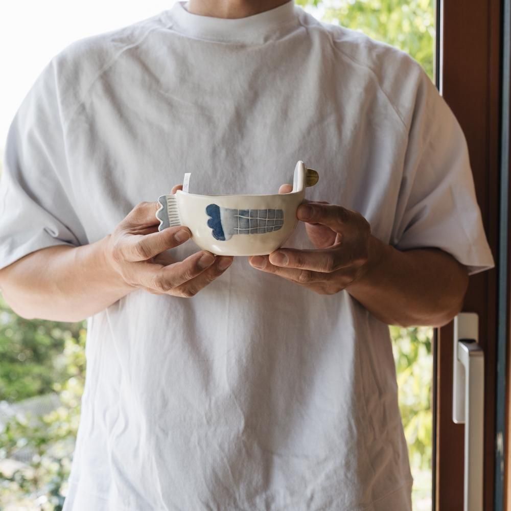 (2025年4月イロドリWEB個展)【1点もの】　 古澤彩    小鳥BOWL　ふ7-3