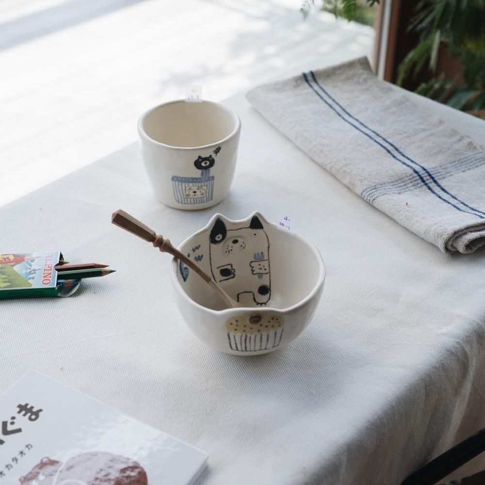 (2025年4月イロドリWEB個展)【1点もの】 古澤彩    どうぶつBOWL　ふ20-1