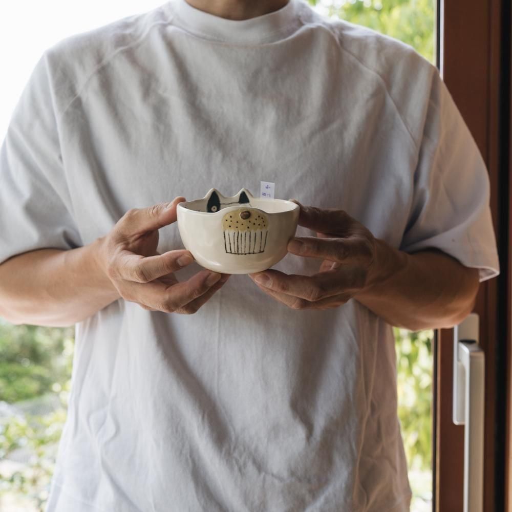 (2025年4月イロドリWEB個展)【1点もの】 古澤彩    どうぶつBOWL　ふ20-1