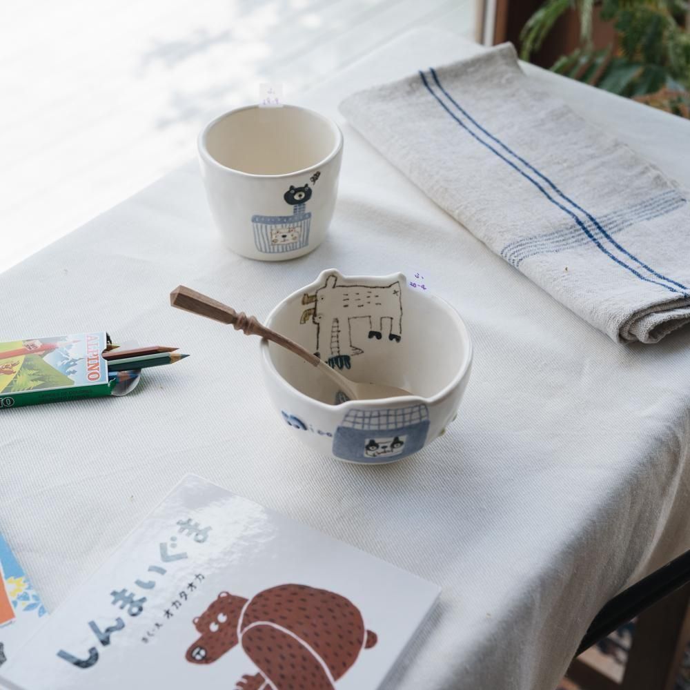 (2025年4月イロドリWEB個展)【1点もの】 古澤彩    どうぶつBOWL　ふ20-4