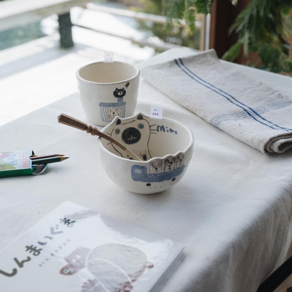 (2025年4月イロドリWEB個展)【1点もの】 古澤彩    どうぶつBOWL　ふ20-5