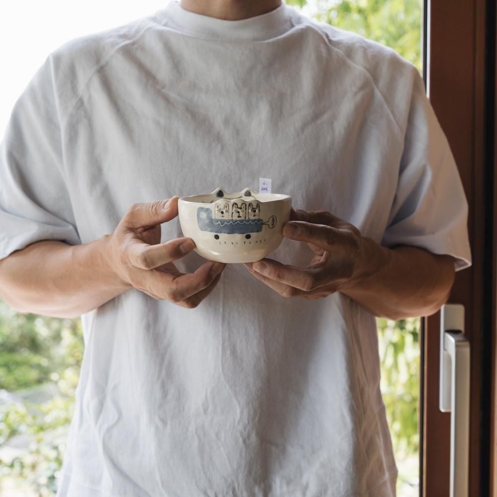 (2025年4月イロドリWEB個展)【1点もの】 古澤彩    どうぶつBOWL　ふ20-5