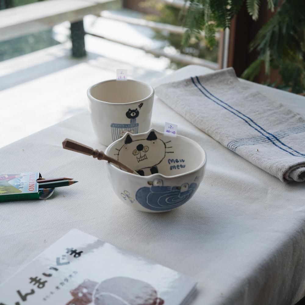 (2025年4月イロドリWEB個展)【1点もの】 古澤彩    どうぶつBOWL　ふ20-10