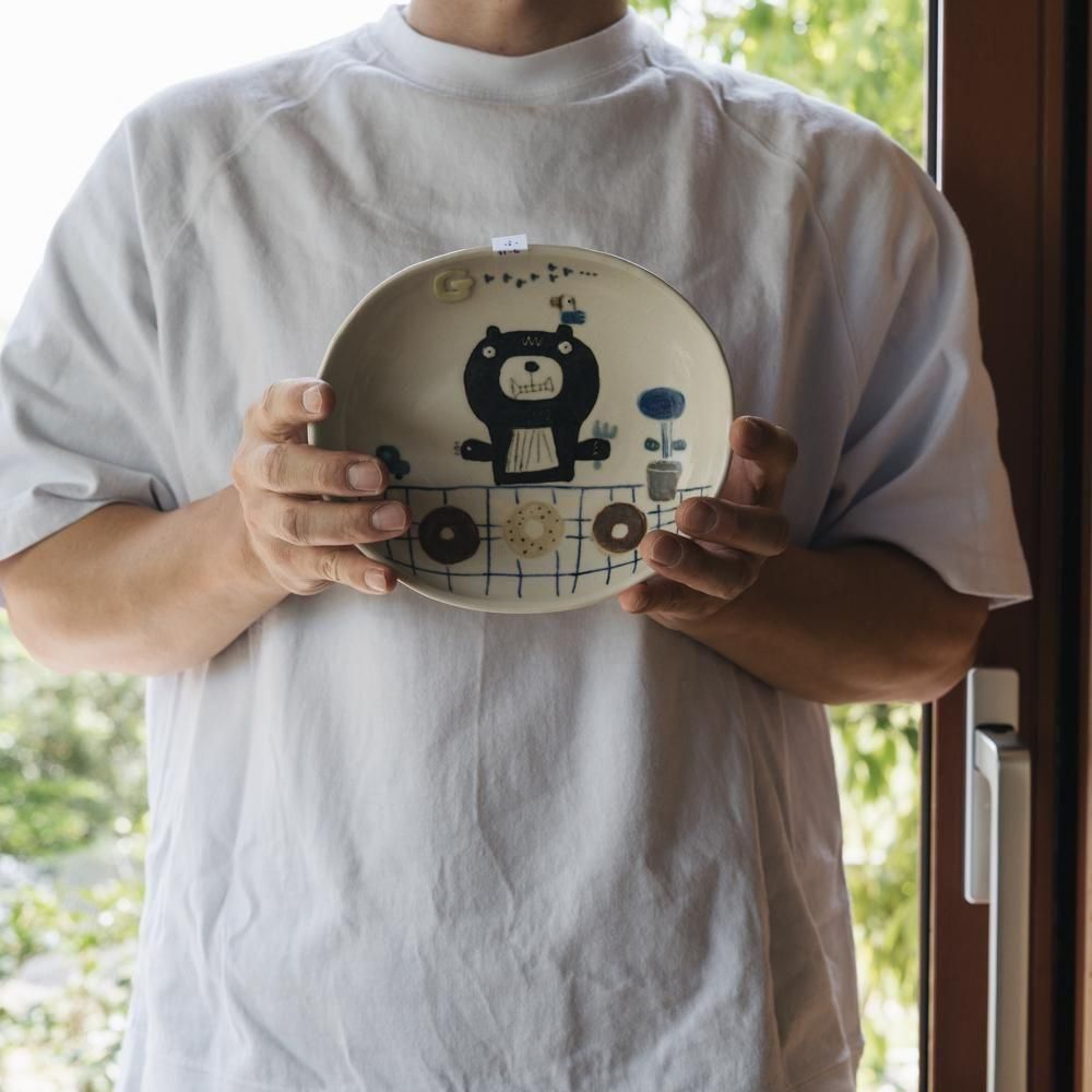 (2025年4月イロドリWEB個展)【1点もの】 古澤彩    オーバルプレート　ふ31-6
