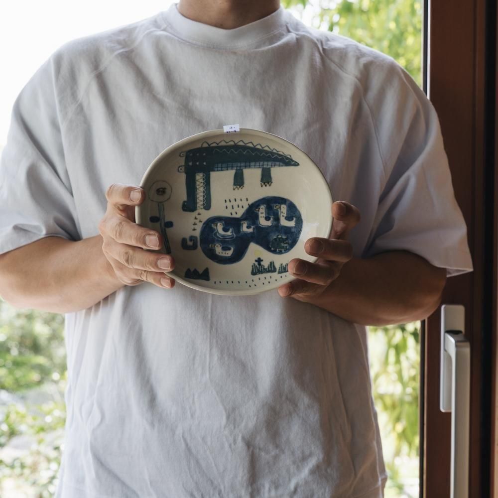 (2025年4月イロドリWEB個展)【1点もの】 古澤彩    オーバルプレート　ふ31-9