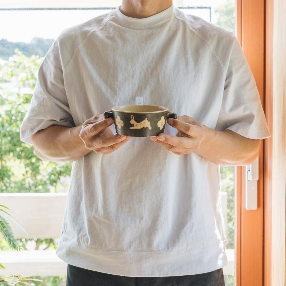 ※数量制限あり（2025年4月web個展）   苔色工房　【耐熱】のうつわ　／ウサギ　こ22