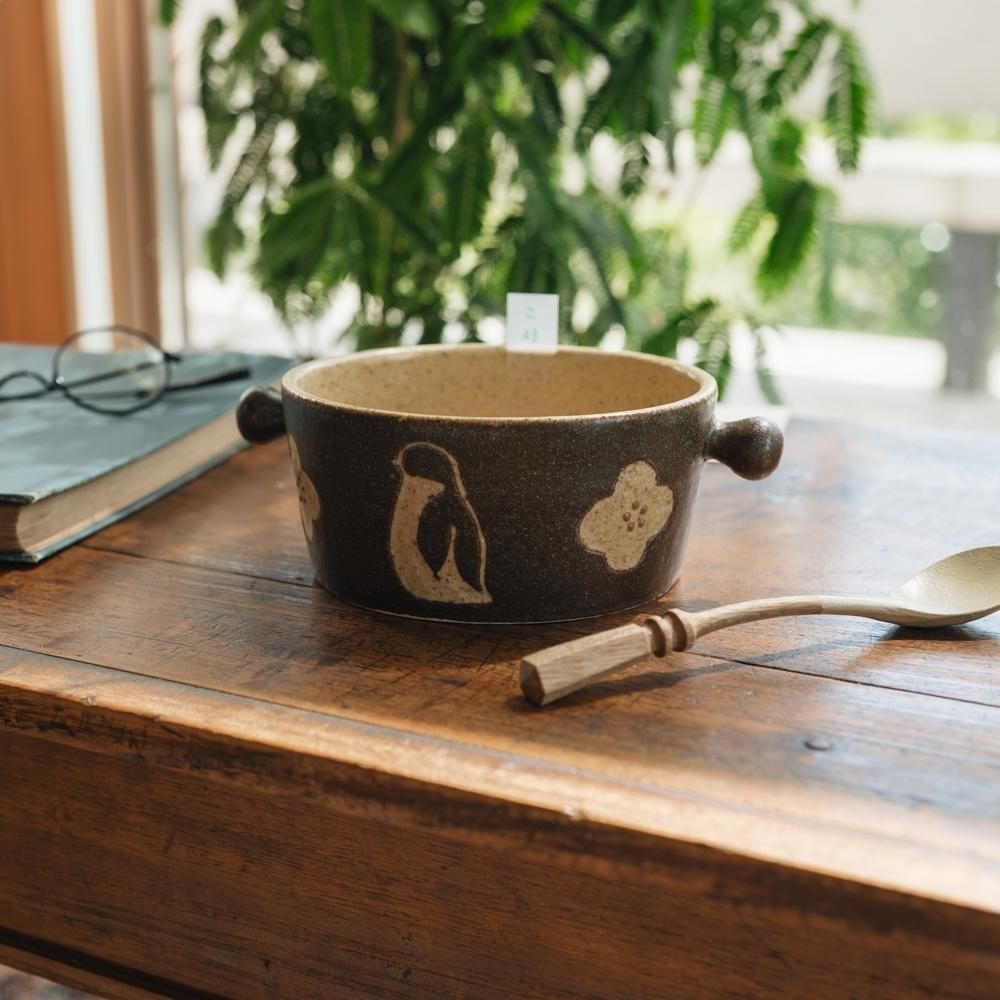 ※数量制限あり（2025年4月web個展）   苔色工房　【耐熱】のうつわ　／ペンギン　こ23