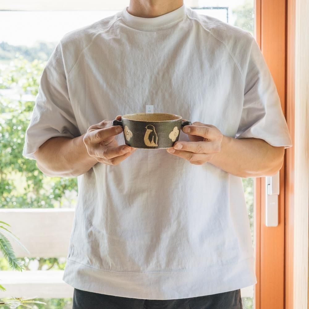※数量制限あり（2025年4月web個展）   苔色工房　【耐熱】のうつわ　／ペンギン　こ23