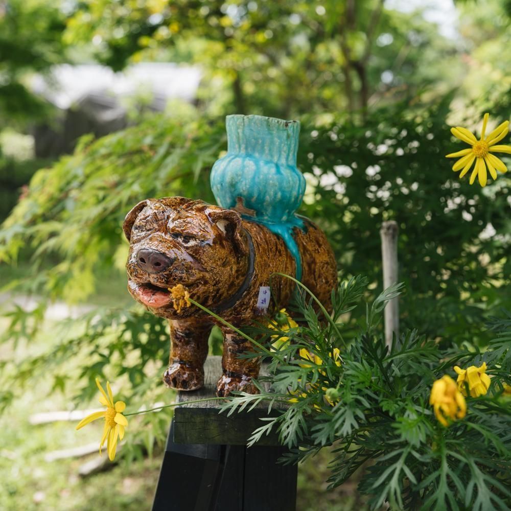 （2025年5月）濱比嘉詩子　陶人形　犬の花器　（は29）