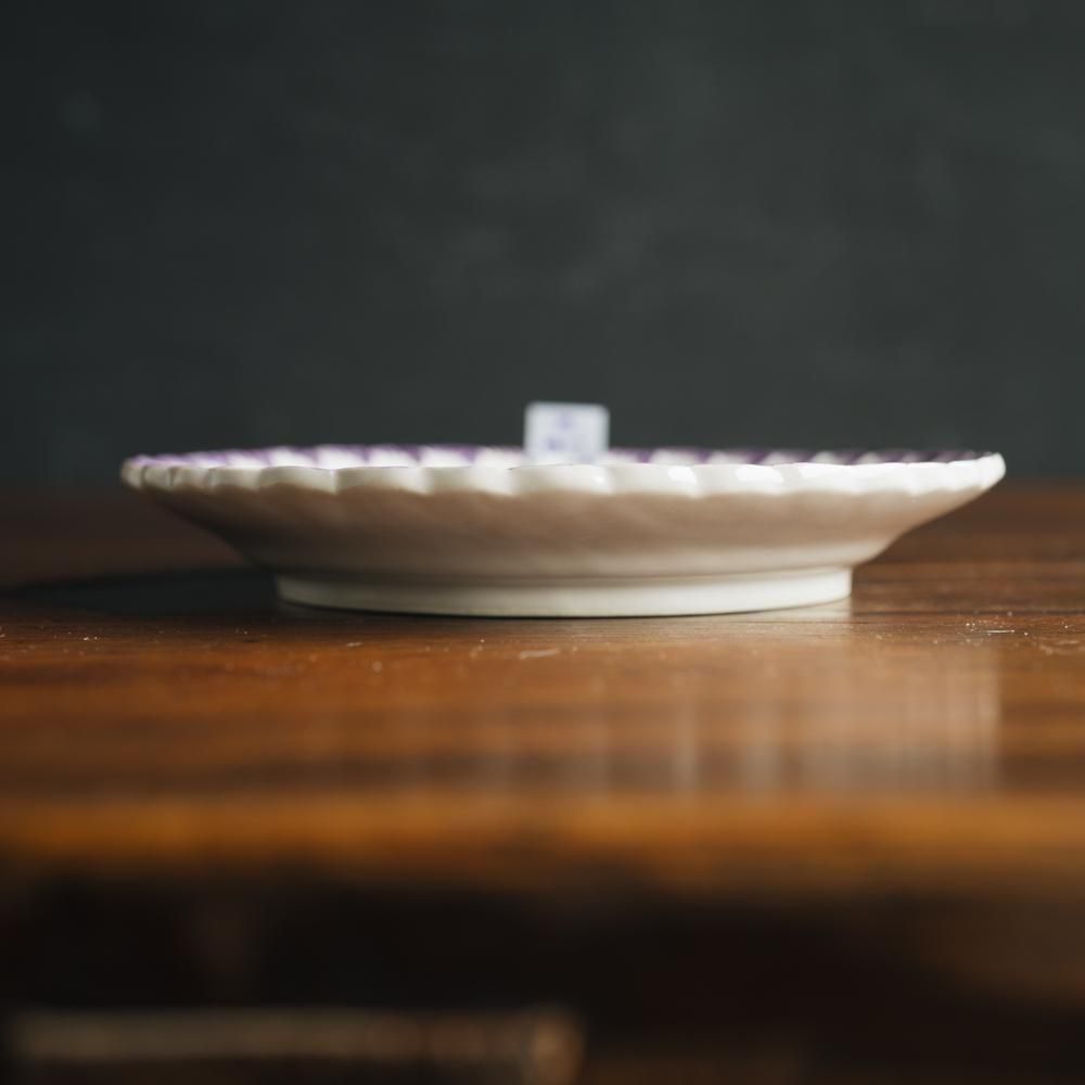 （2025年6月WEB個展）【1点もの】 阿部慎太朗　スカラップリム皿5寸（オリーブ）　あ30-1
