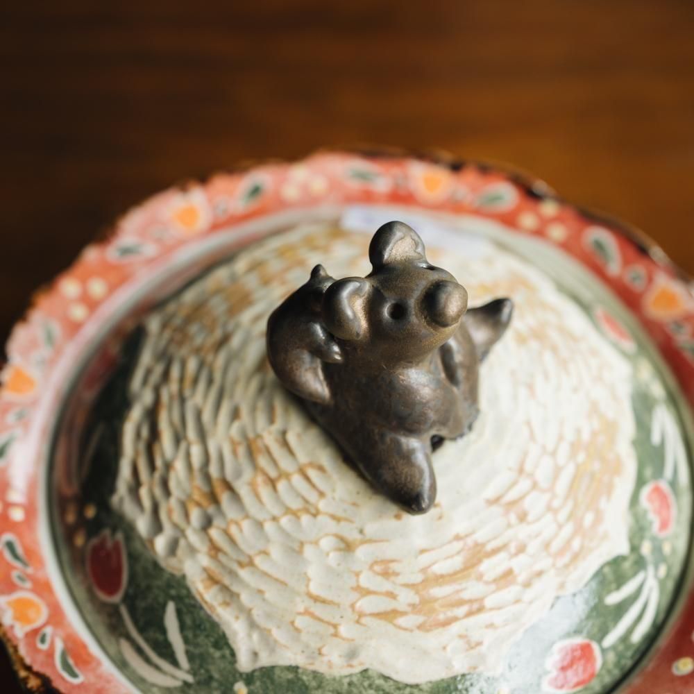 （2025年7月）【1点もの】岩佐悠子　コアラ親子とチューリップの蓋付きどんぶり　い25