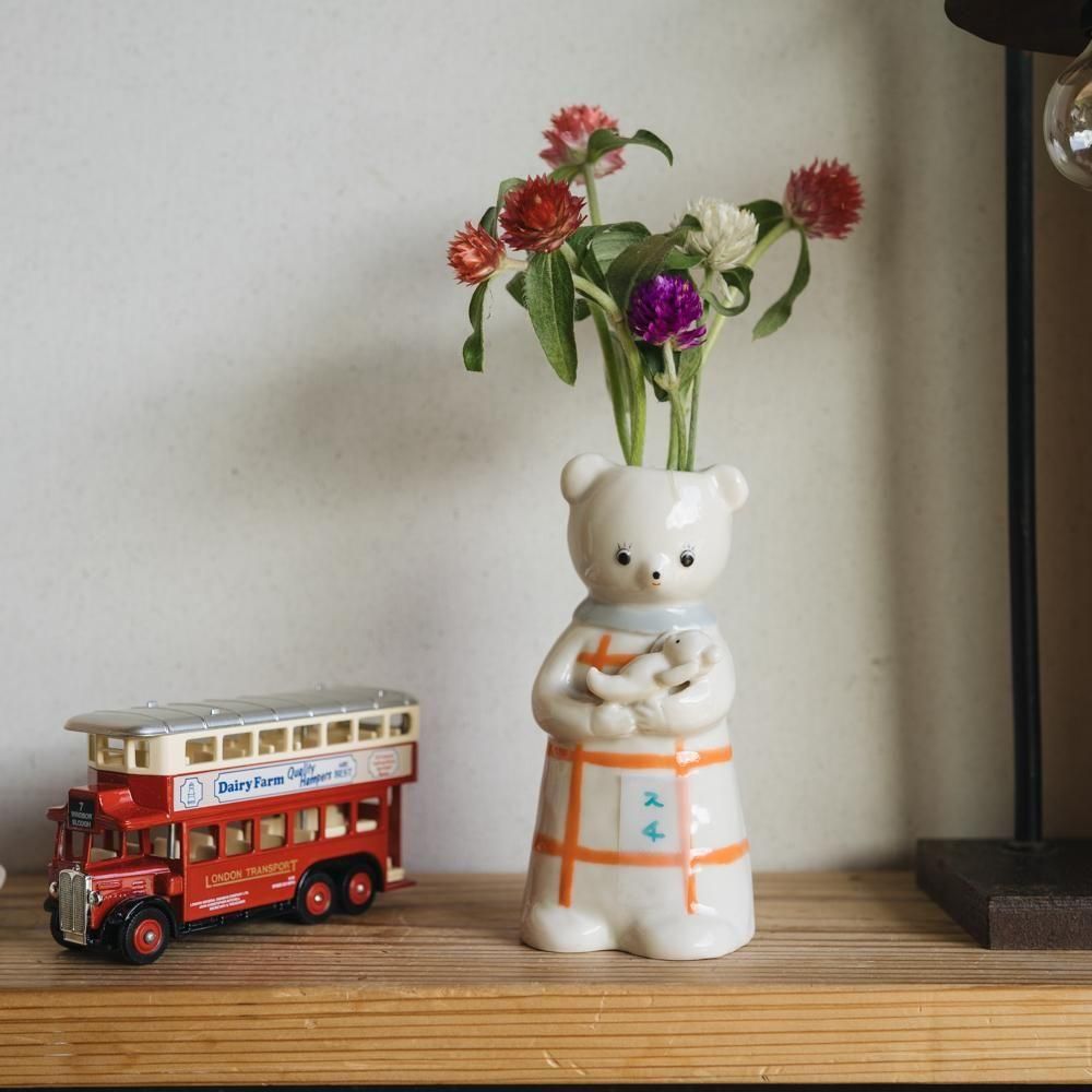 （2025年7月）【1点もの】すずらんまーち　くま親子一輪挿し　ス4