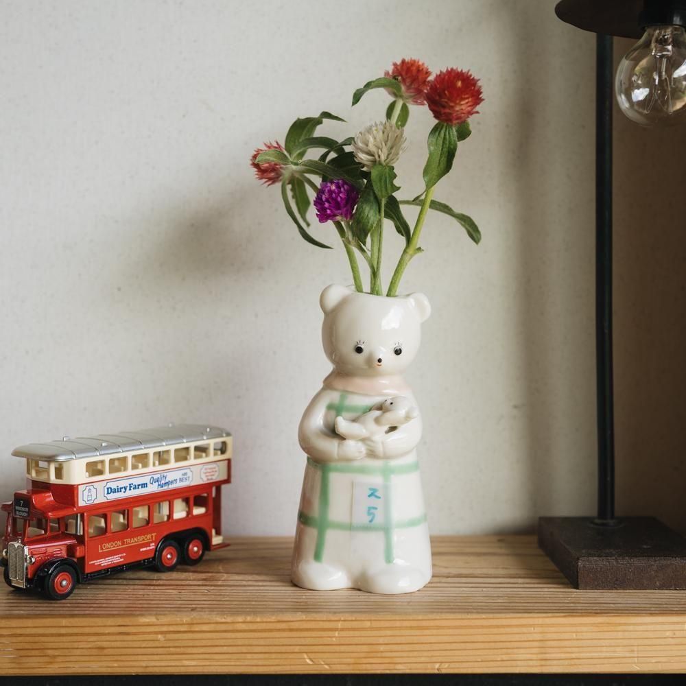 （2025年7月）【1点もの】すずらんまーち　くま親子一輪挿し　ス5