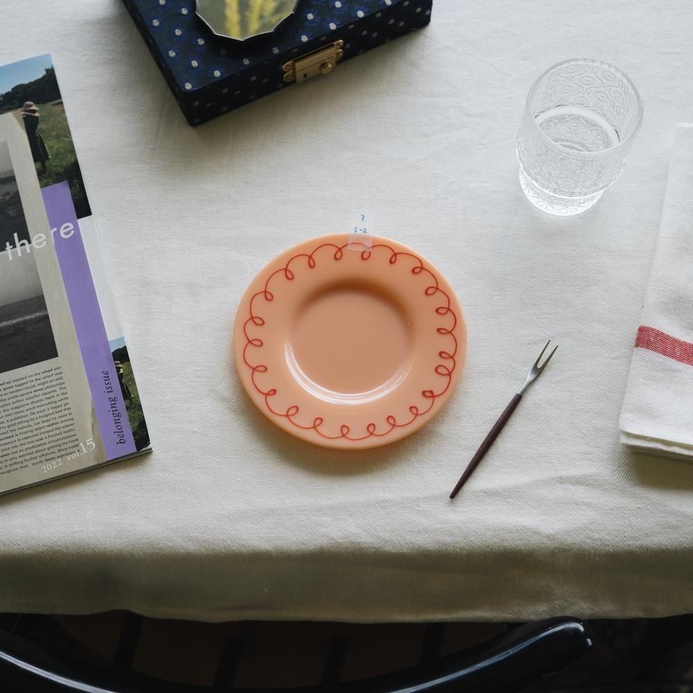 （2025年7月）天気雨　絵付けリム皿　て3-2