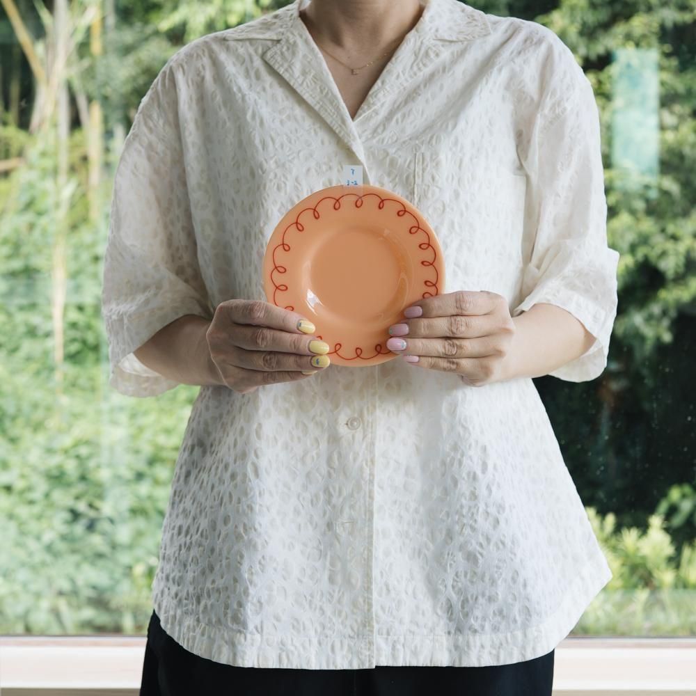 （2025年7月）天気雨　絵付けリム皿　て3-2