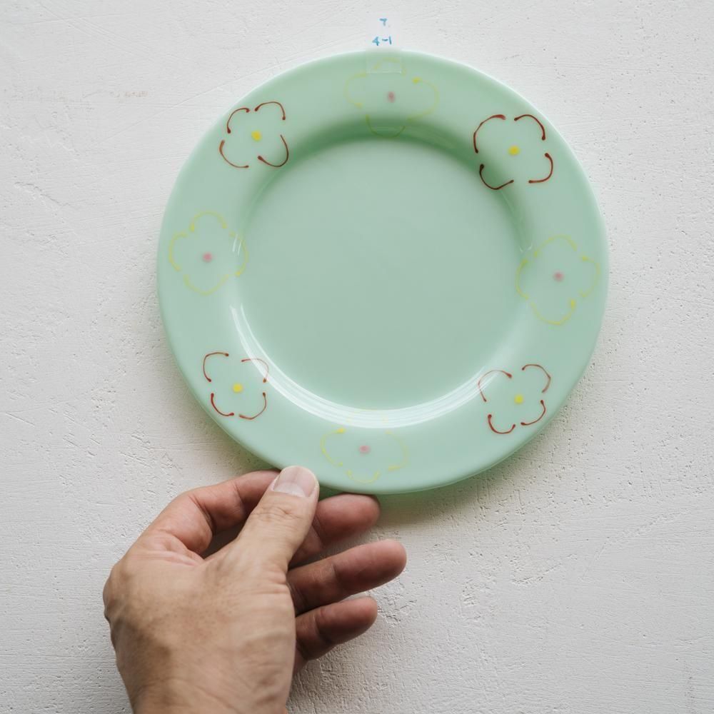 （2025年7月）【1点もの】天気雨　絵付けリム皿　て4-1