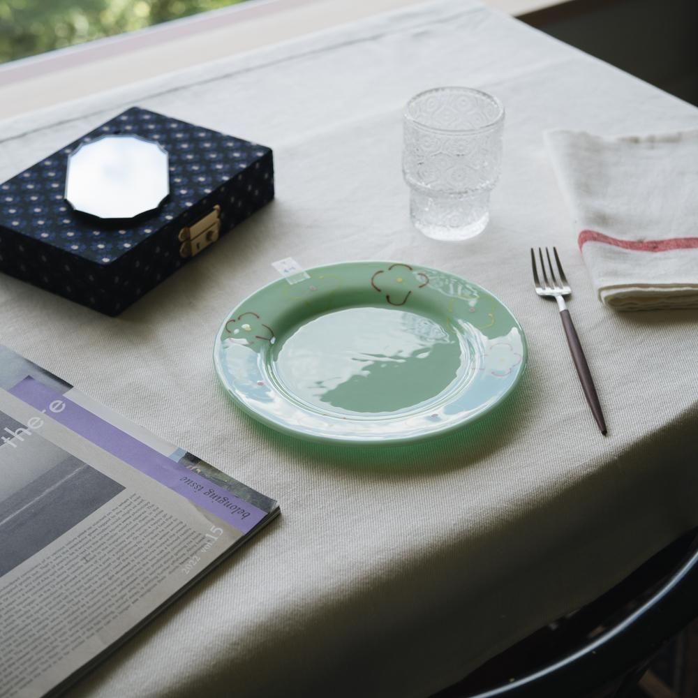 （2025年7月）【1点もの】天気雨　絵付けリム皿　て4-1