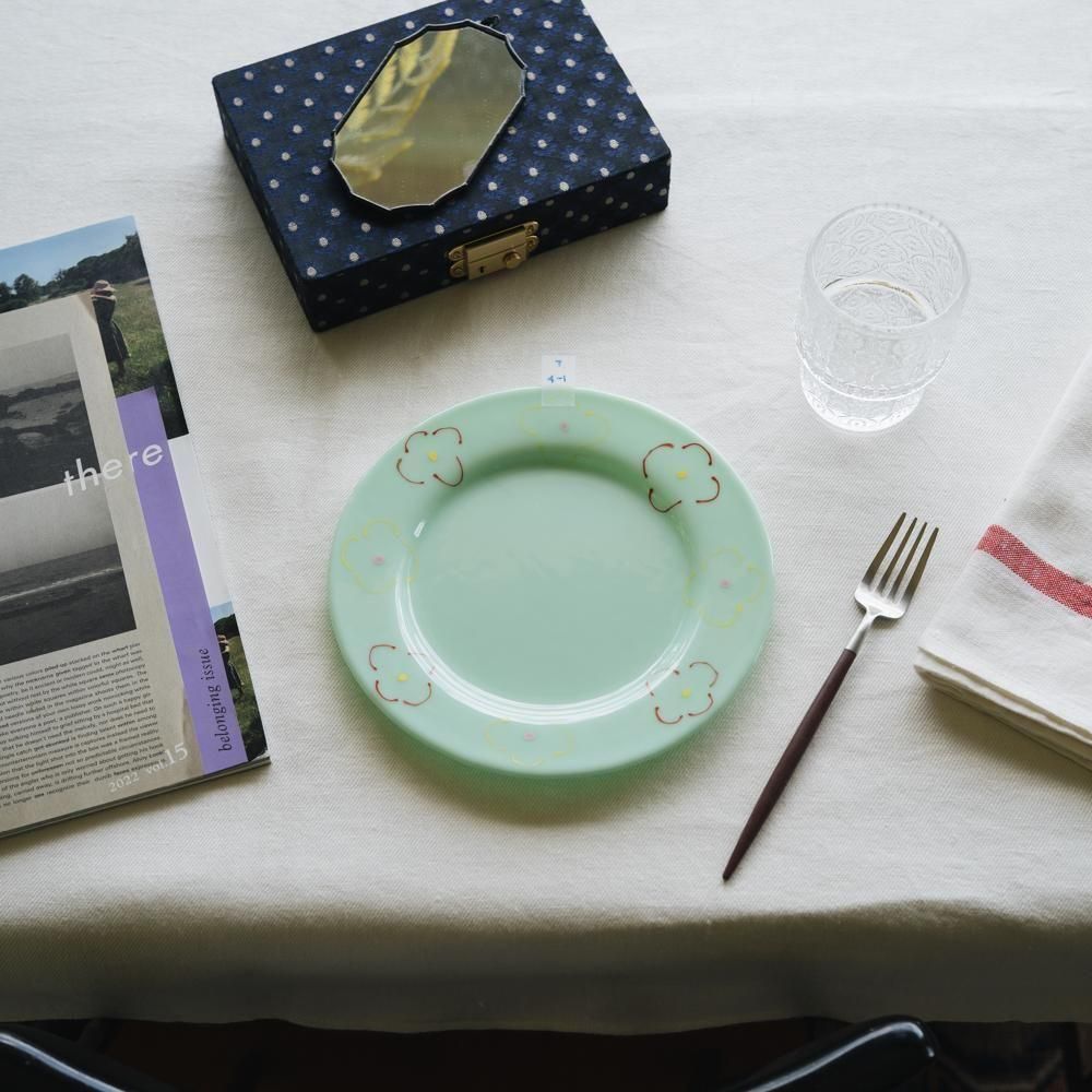 （2025年7月）【1点もの】天気雨　絵付けリム皿　て4-1