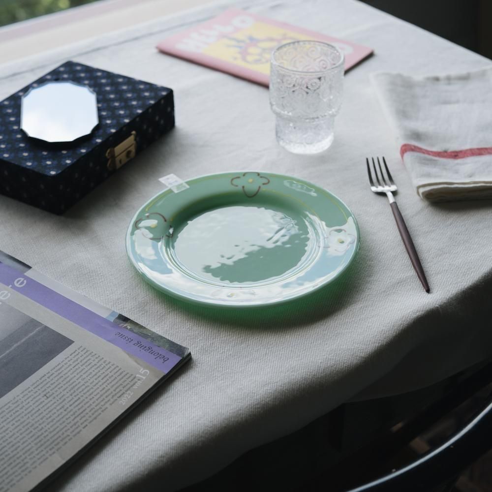 （2025年7月）【1点もの】天気雨　絵付けリム皿　て4-2