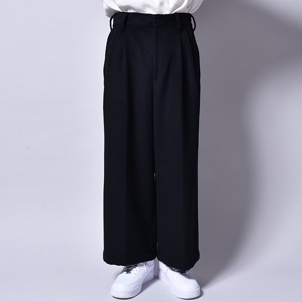rin / Wide Wool Slacks Pants BK