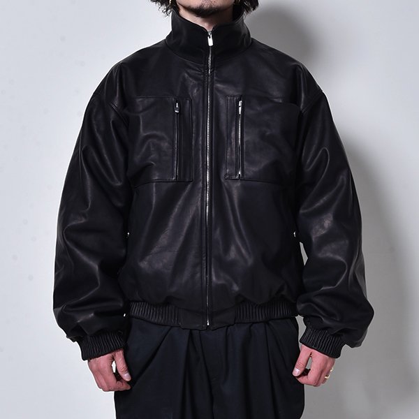 rin / Bomber Leather Jacket Black