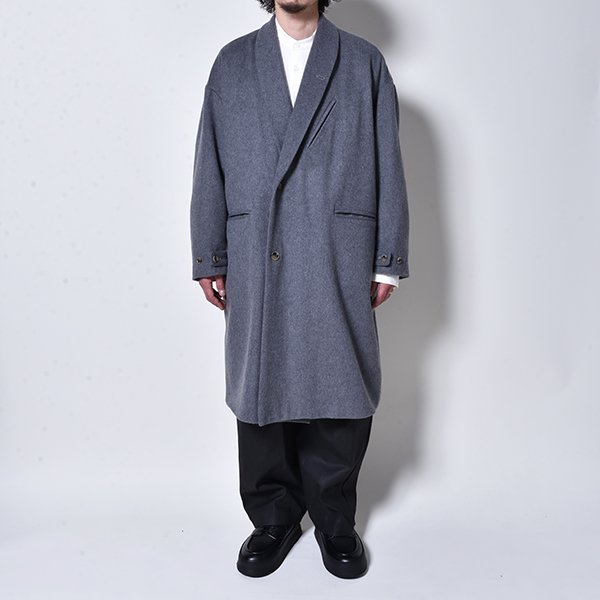 rin / Shawl color Wool Big Coat GREY