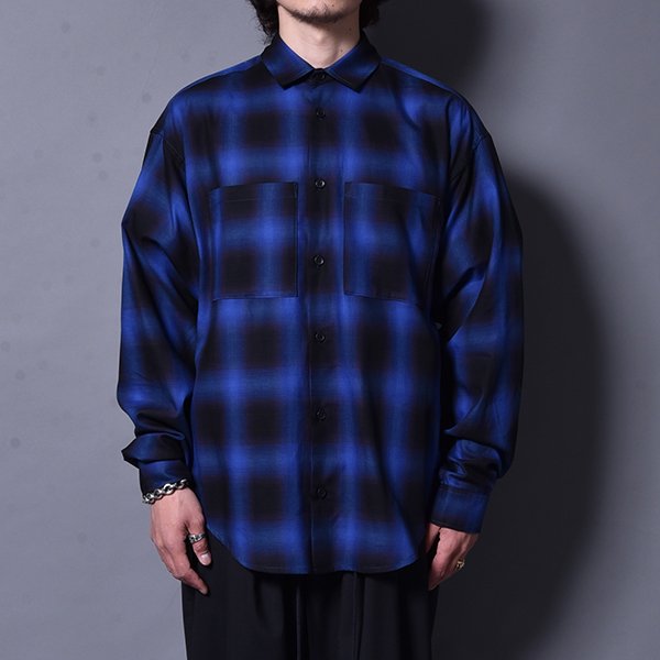 rin / OMB Check Shirt BLUE BK 