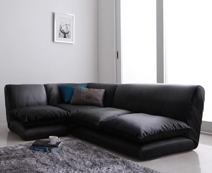 コーナーソファ Aタイプ ブラック grフロアコーナーソファ moffy